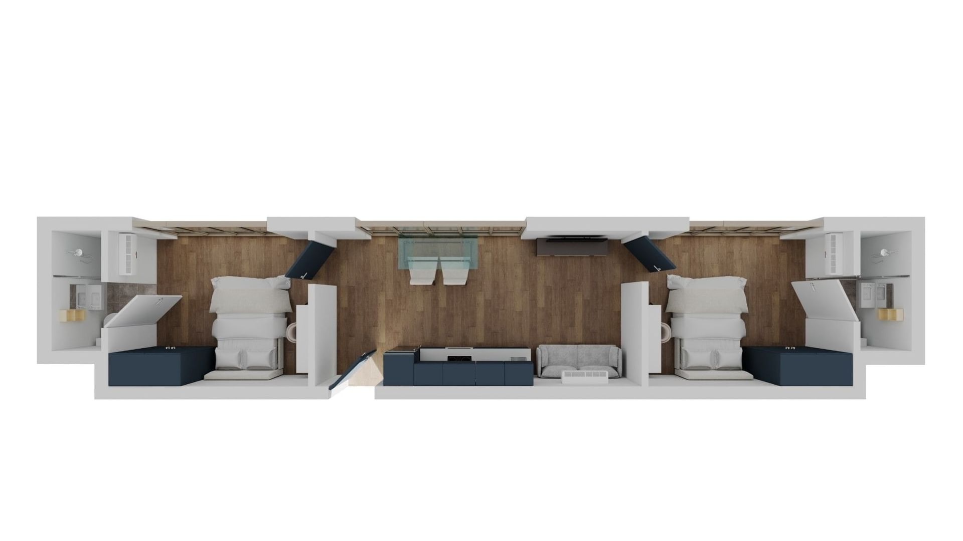 Floor plan of 2 Bedroom Apartment at UniLodge Melbourne Flagstaff.