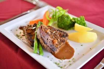 Close-up of a Plato Fuerte dish at Playa Blanca Beach Resort