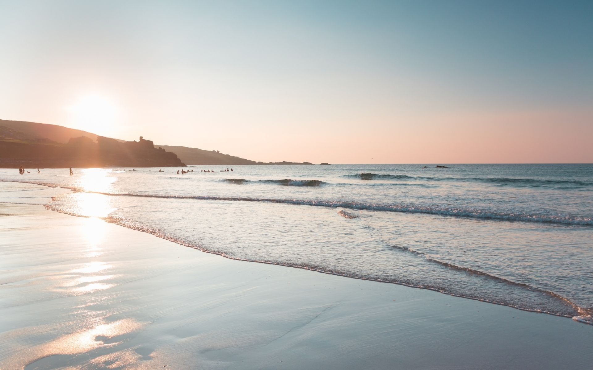 Cornwall waves lapping on the sand