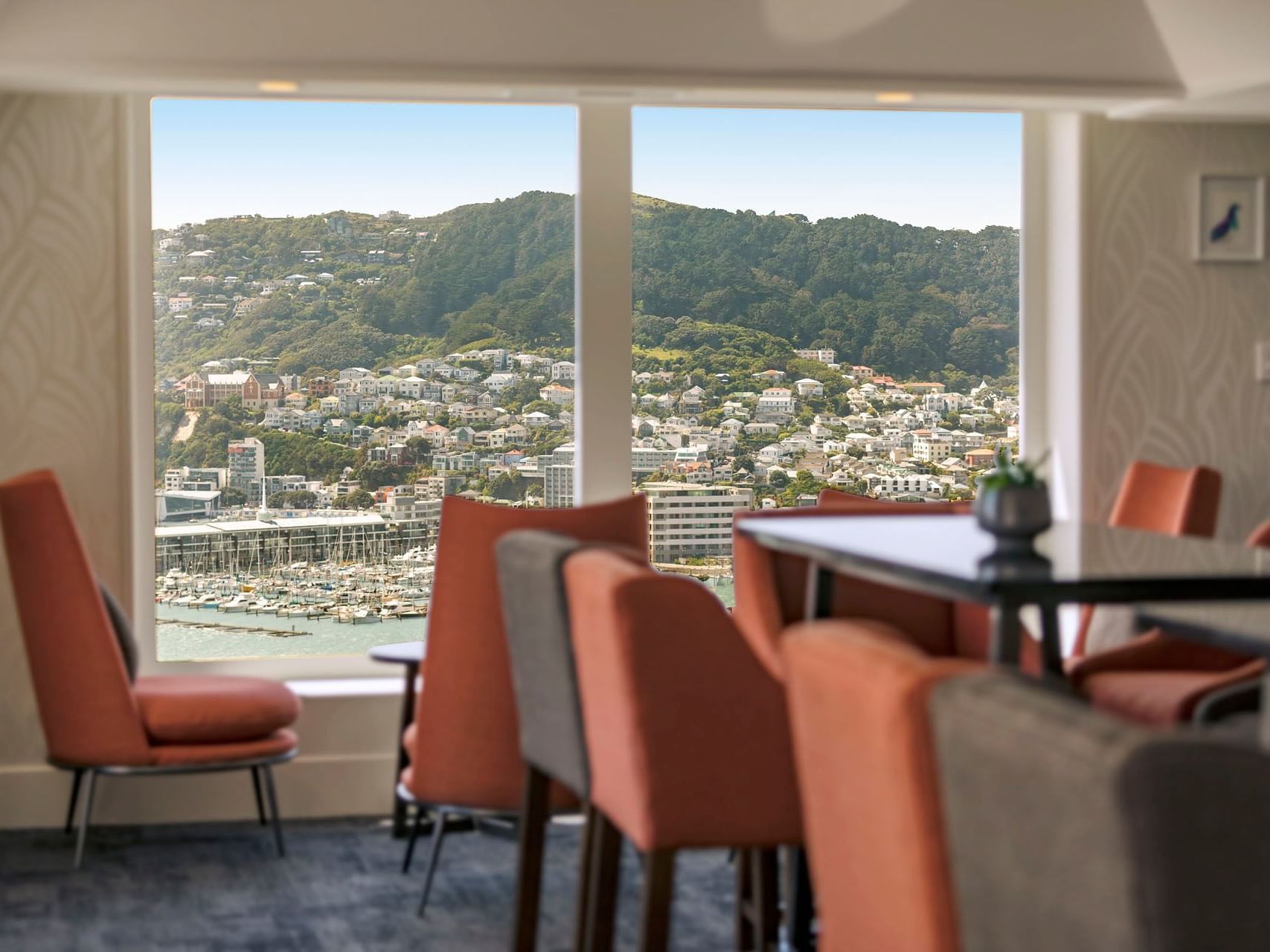 Dining hall with harbour view at James Cook Grand Chancellor