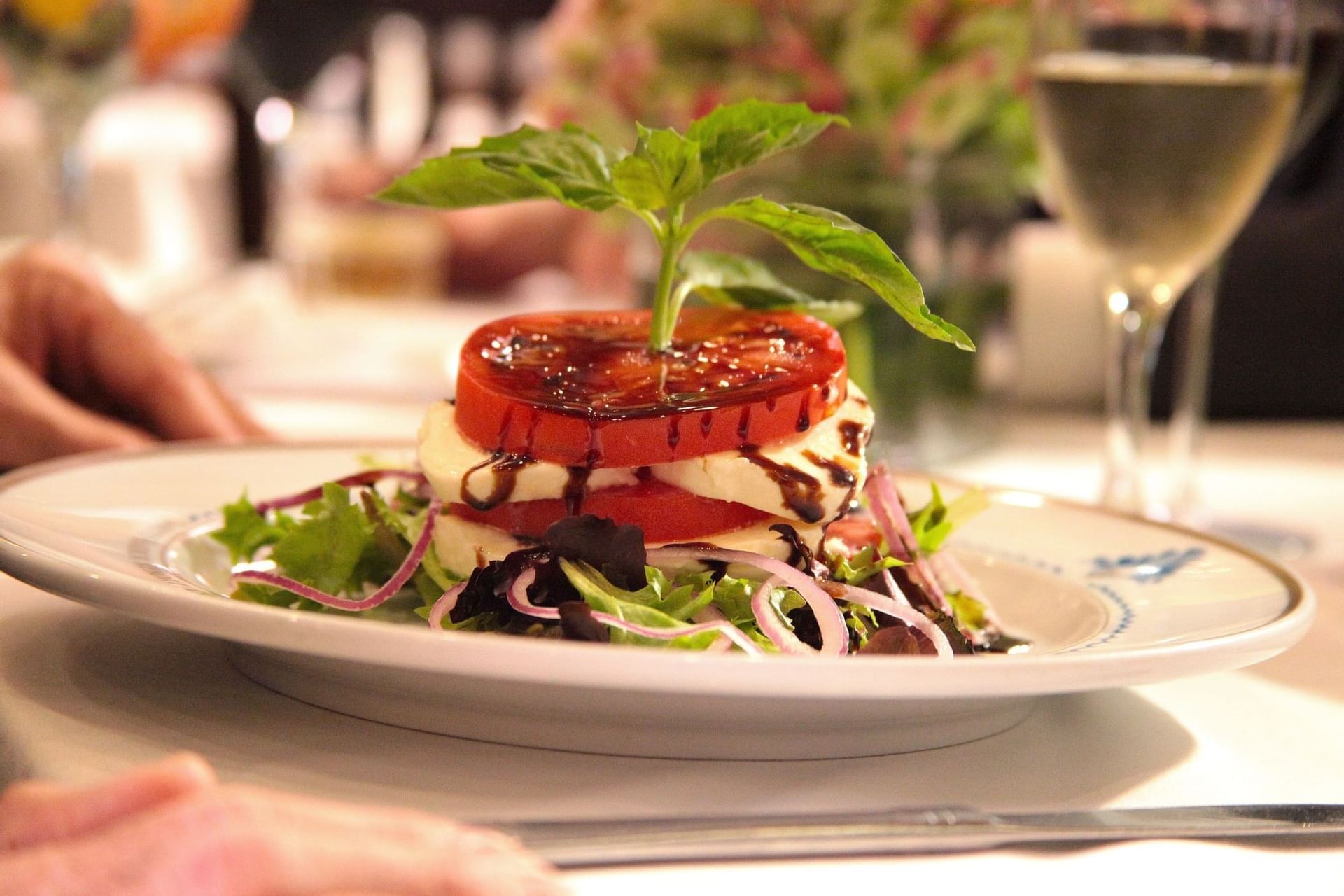 Caprese salad served in Fountain Grille at Safety Harbor Resort