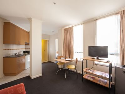Living area in UniLodge on Flinders apartment