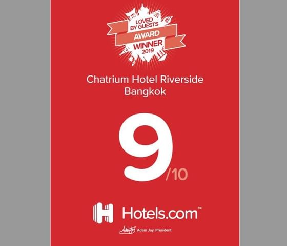 Love by guests 9/10 award of Chatrium Residence Riverside