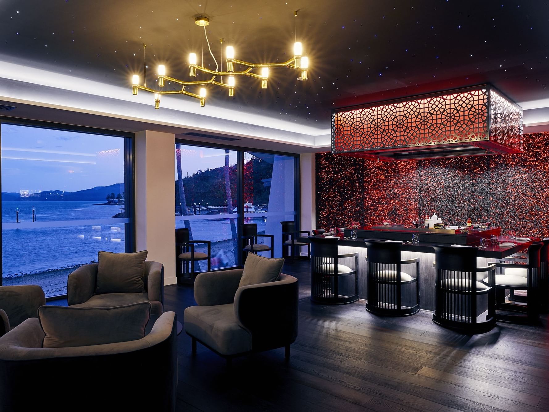 Interior of a restaurant by the sea at Daydream Island Resort