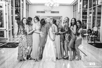Girls hugging at the wedding party at Horton Grand Hotel