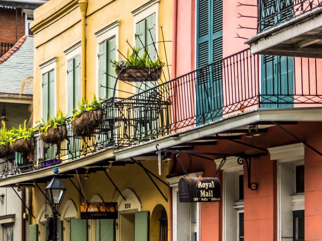 Balcony area of colorful buildings near La Galerie Hotel