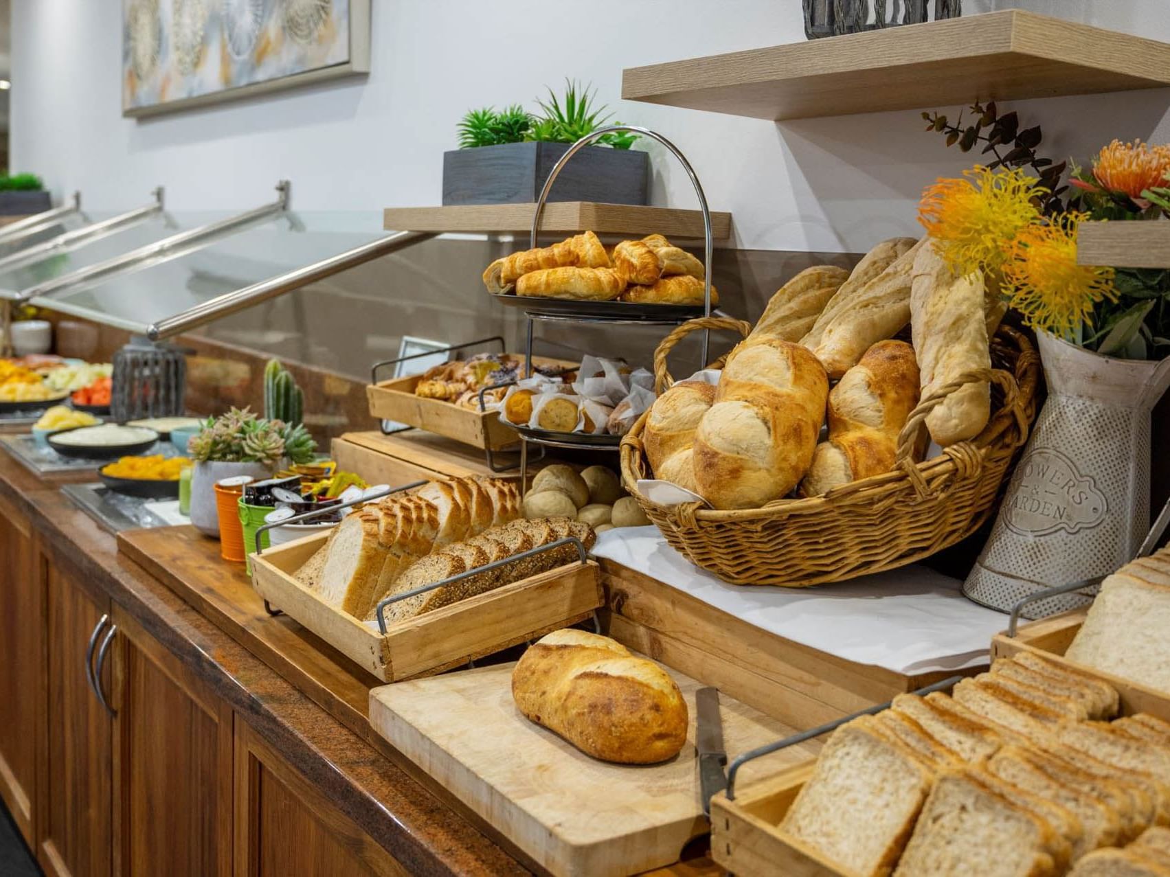 Bakery items on a breakfast buffet at Hotel Grand Chancellor Adelaide