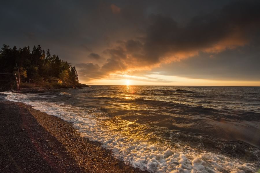 Sunset by the beach near Lutsen Resort