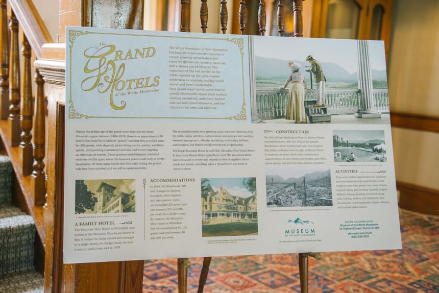 Information board on the history of the hotel at Eagle Mountain