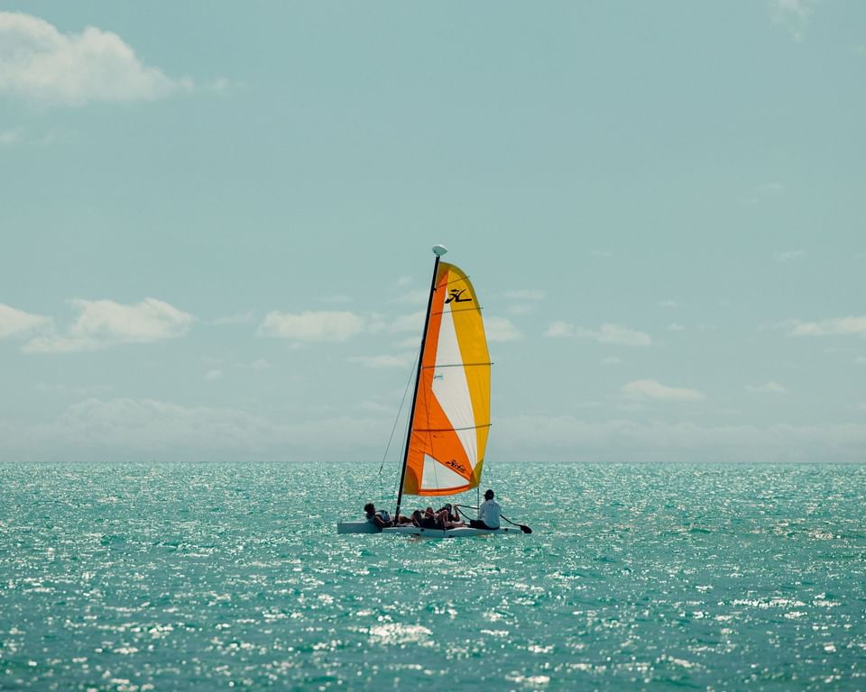 A Hobiecat sailing on the sea near H2O Life Style Resort