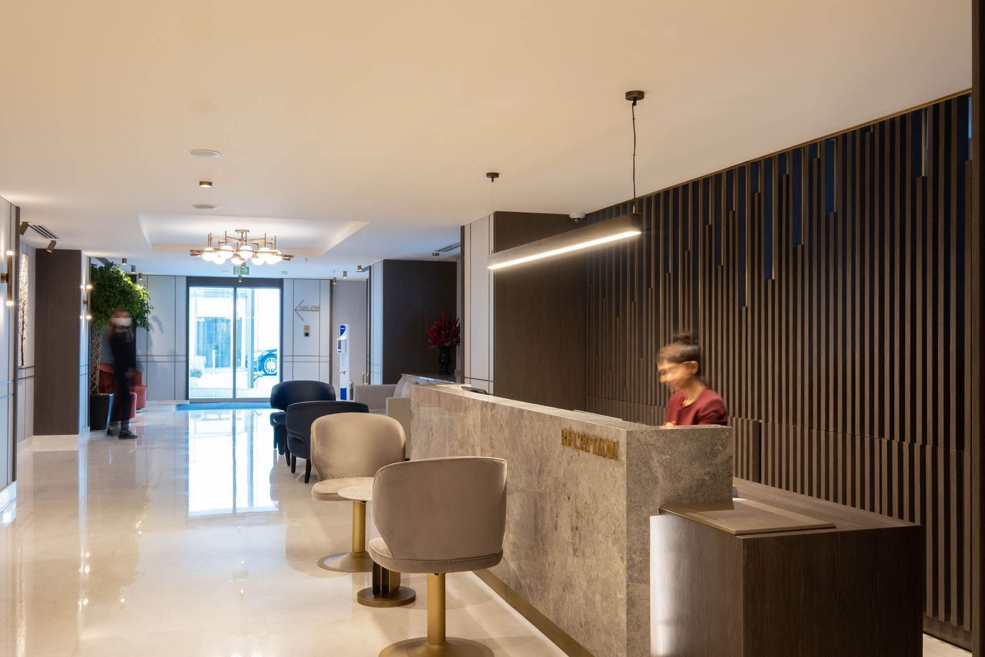 Interior view of the Reception area at CVK Park Prestige Suites Istanbul