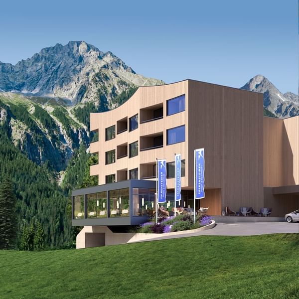 Exterior view of Falkensteiner Hotel Antholz by the mountains