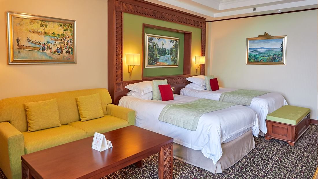 Interior of Twin Deluxe Rooms at Goma Serena Hotel
