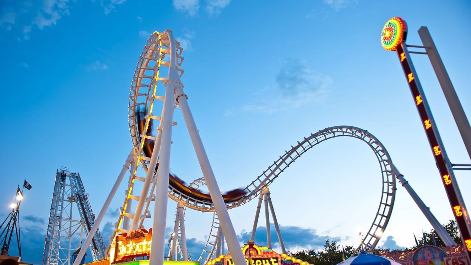 Close-up on the roller coaster near Holiday Inn Hotel & Suites