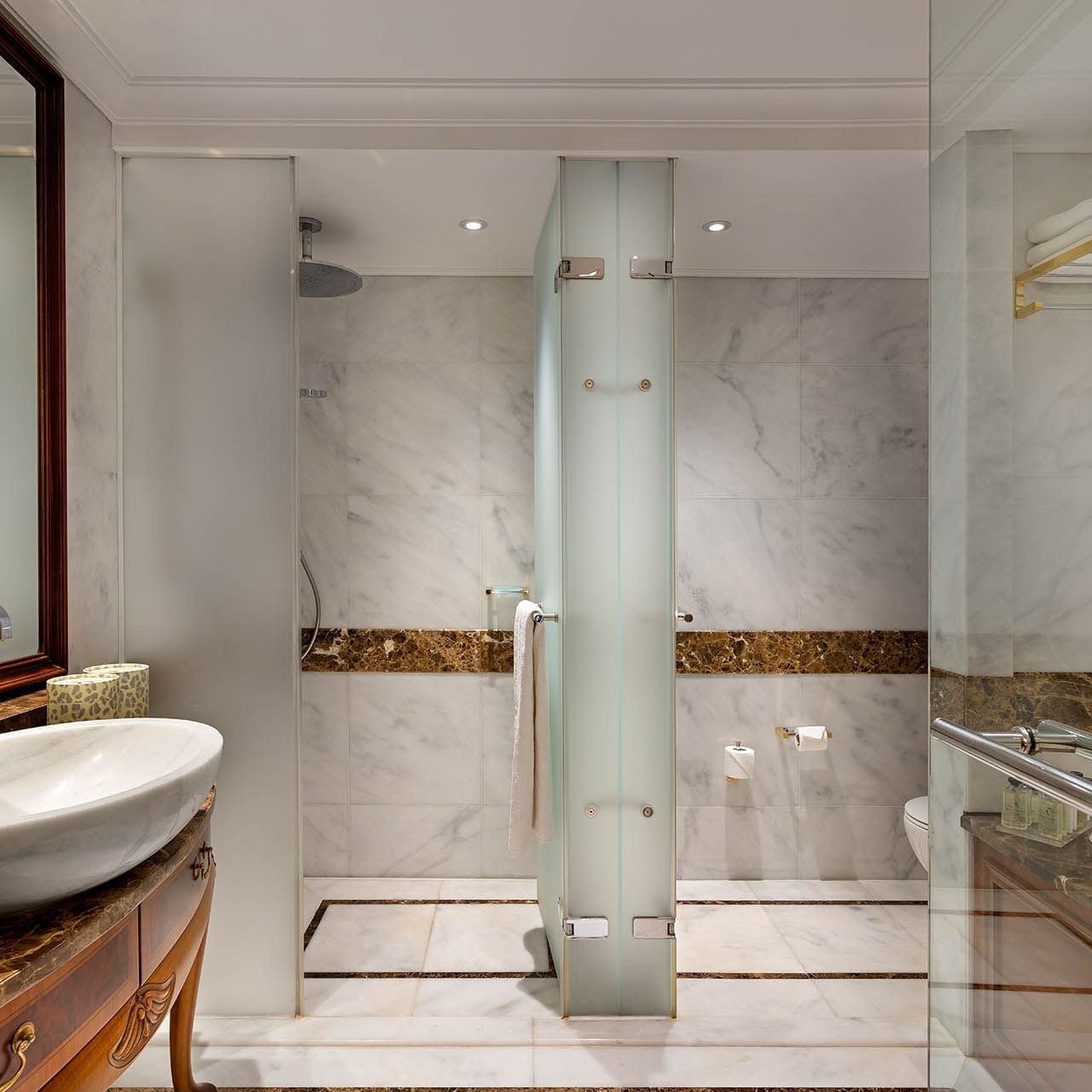 Bathroom vanity and shower area in Family room at Titanic Mardan Palace