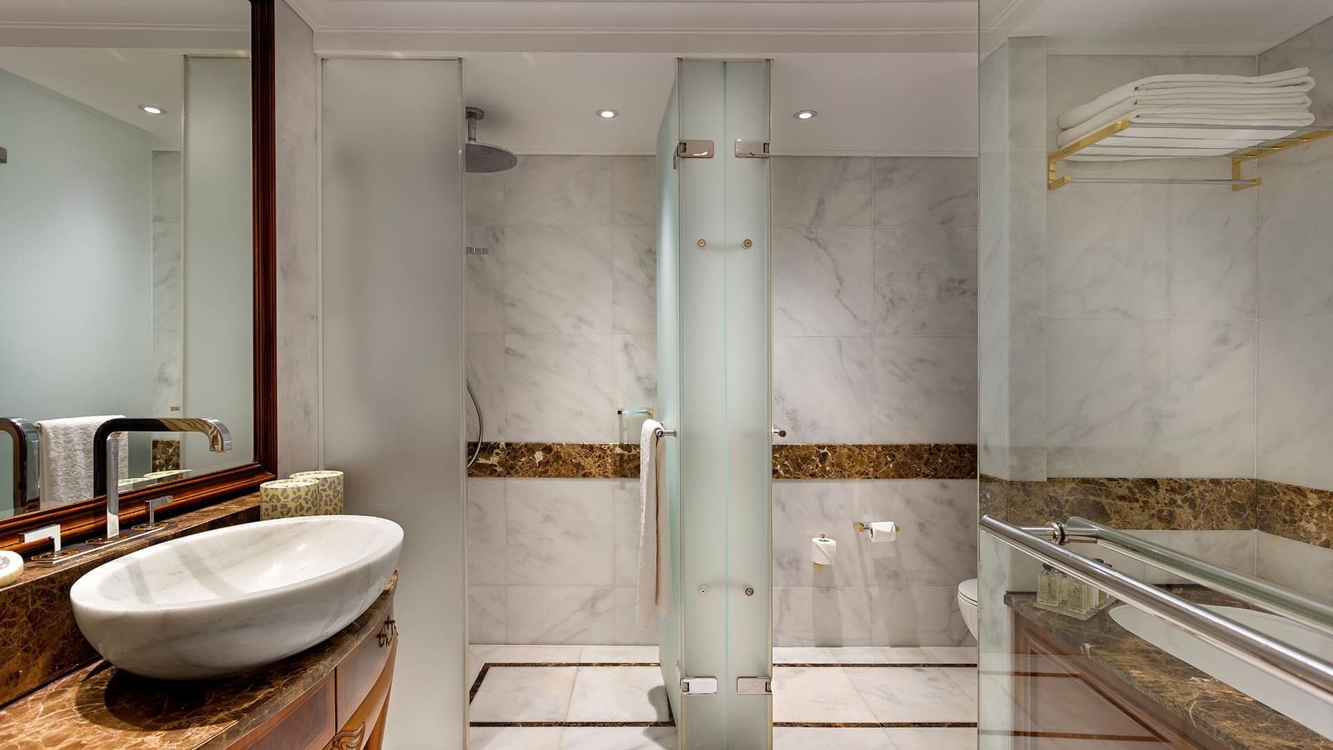 Bathroom vanity and shower area in Family room at Titanic Mardan Palace