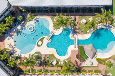 High angle view of the outdoor pool at Fiesta Resort