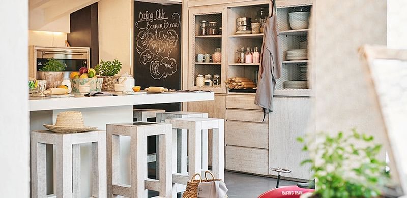 Countertop & bar stools in Kids Club at Marbella Club