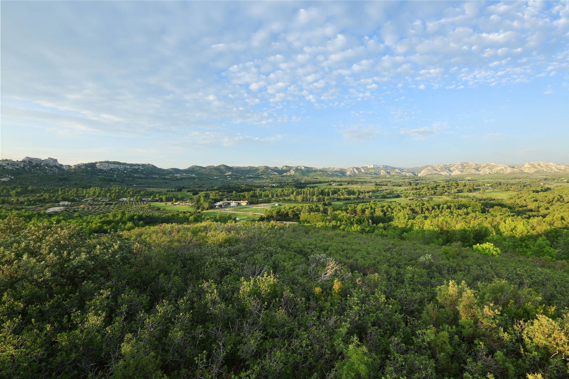 Aerial View of a Golf course & trees near Domaine de Manville