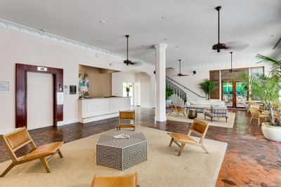 Interior of the lobby with the lounge at The Plymouth Hotel 