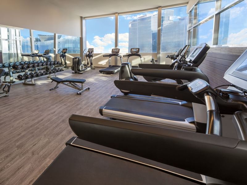 Fitness center with treadmills at La Colección Resorts