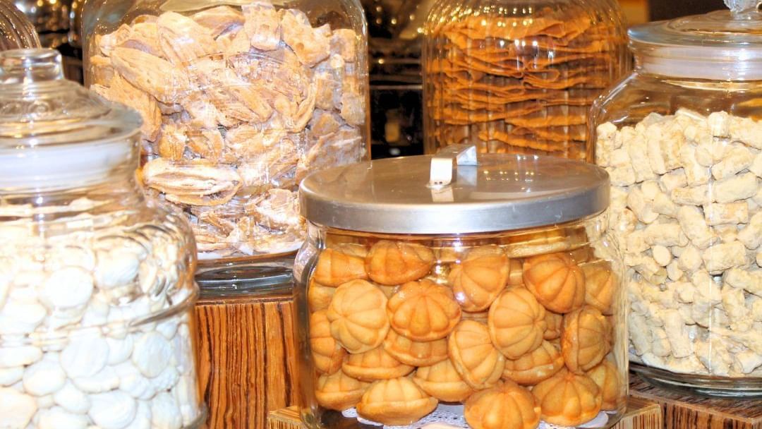 Biscuits stored on jars in Santapan Nusantara Putra buffet at Sunway Putra Hotel