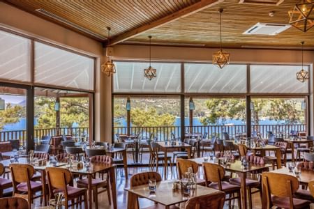 Main restaurant with an outside view at Marmaris Bay