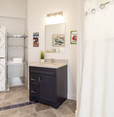 Bathroom Vanity in Apartment 199C at Retro Suites Hotel