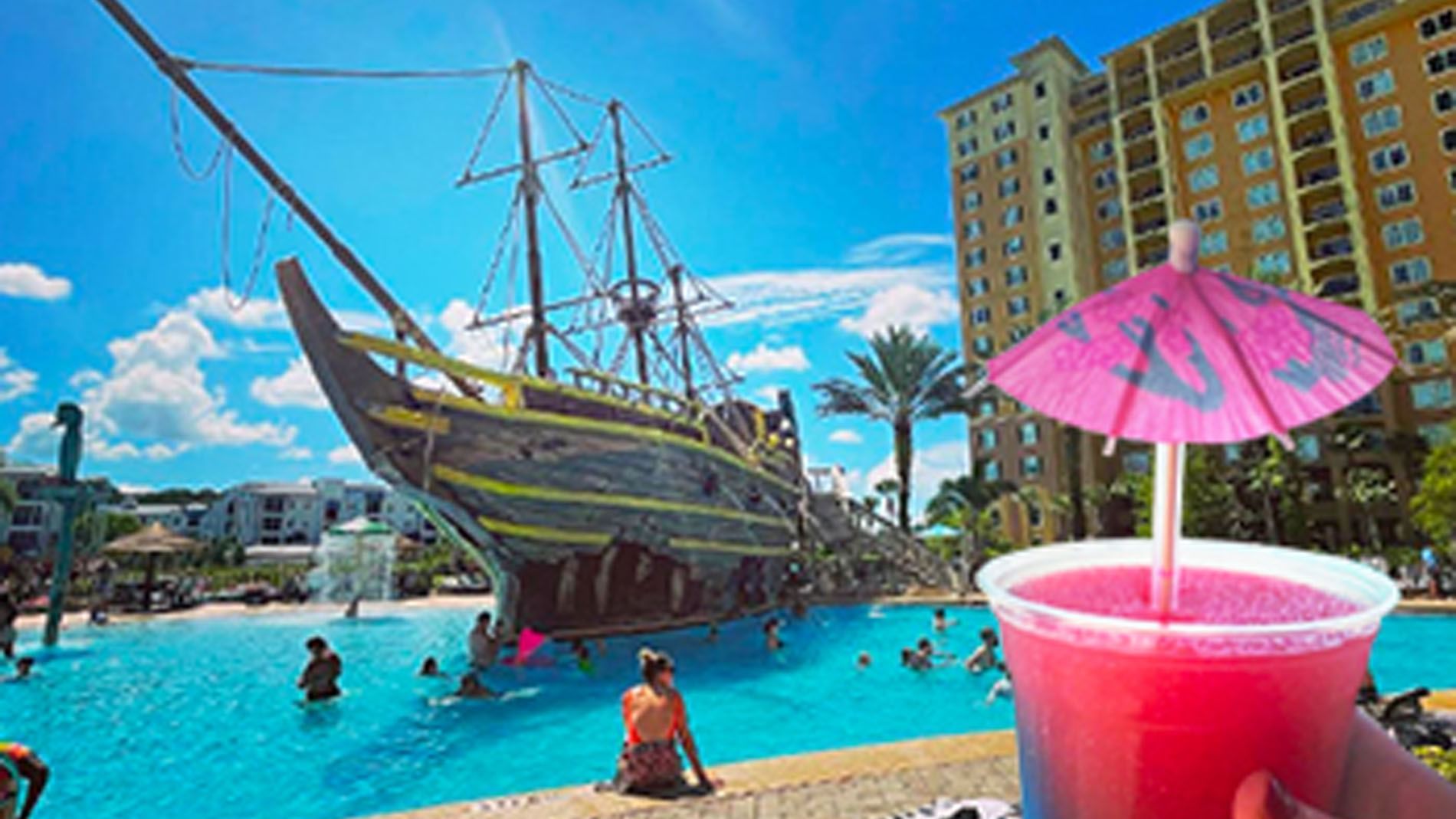 Exterior view & the pirate ship in the pool area at Lake Buena Vista Resort Village & Spa