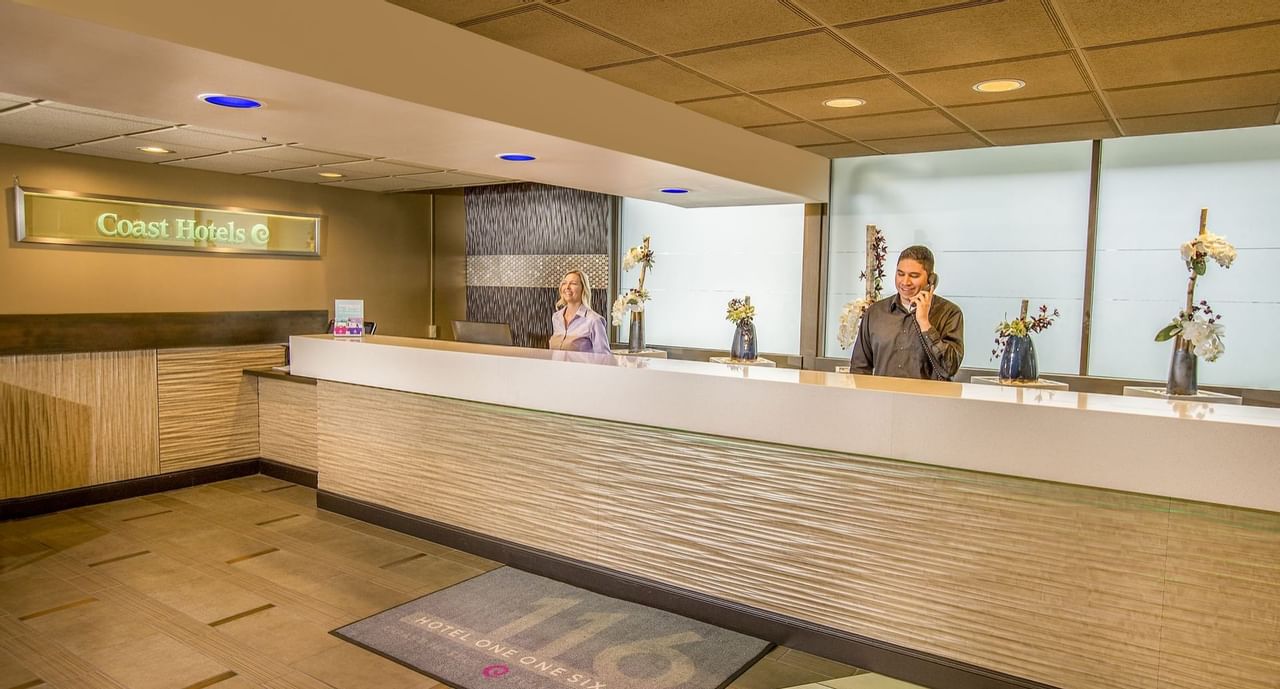 Hotel concierge at front desk of Hotel 116, a Coast Hotel
