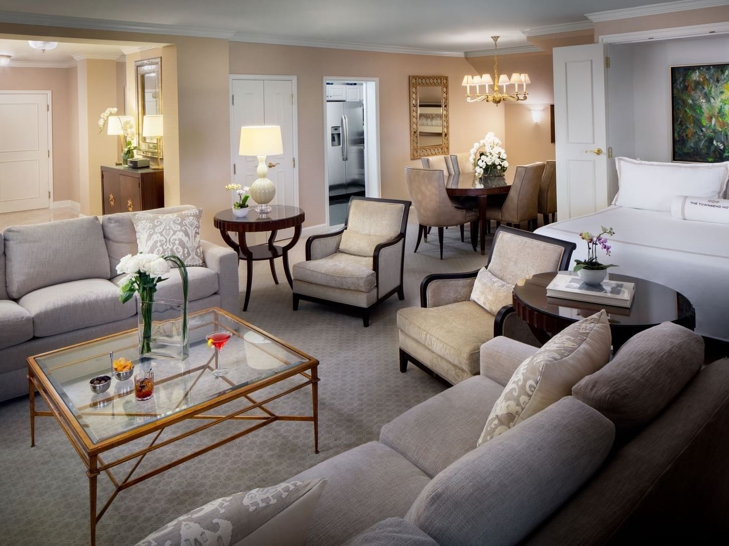 couches and chairs in hotel room