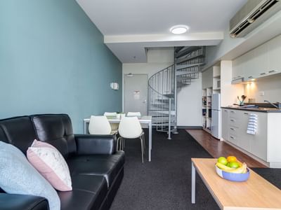 Living Area and Kitchen