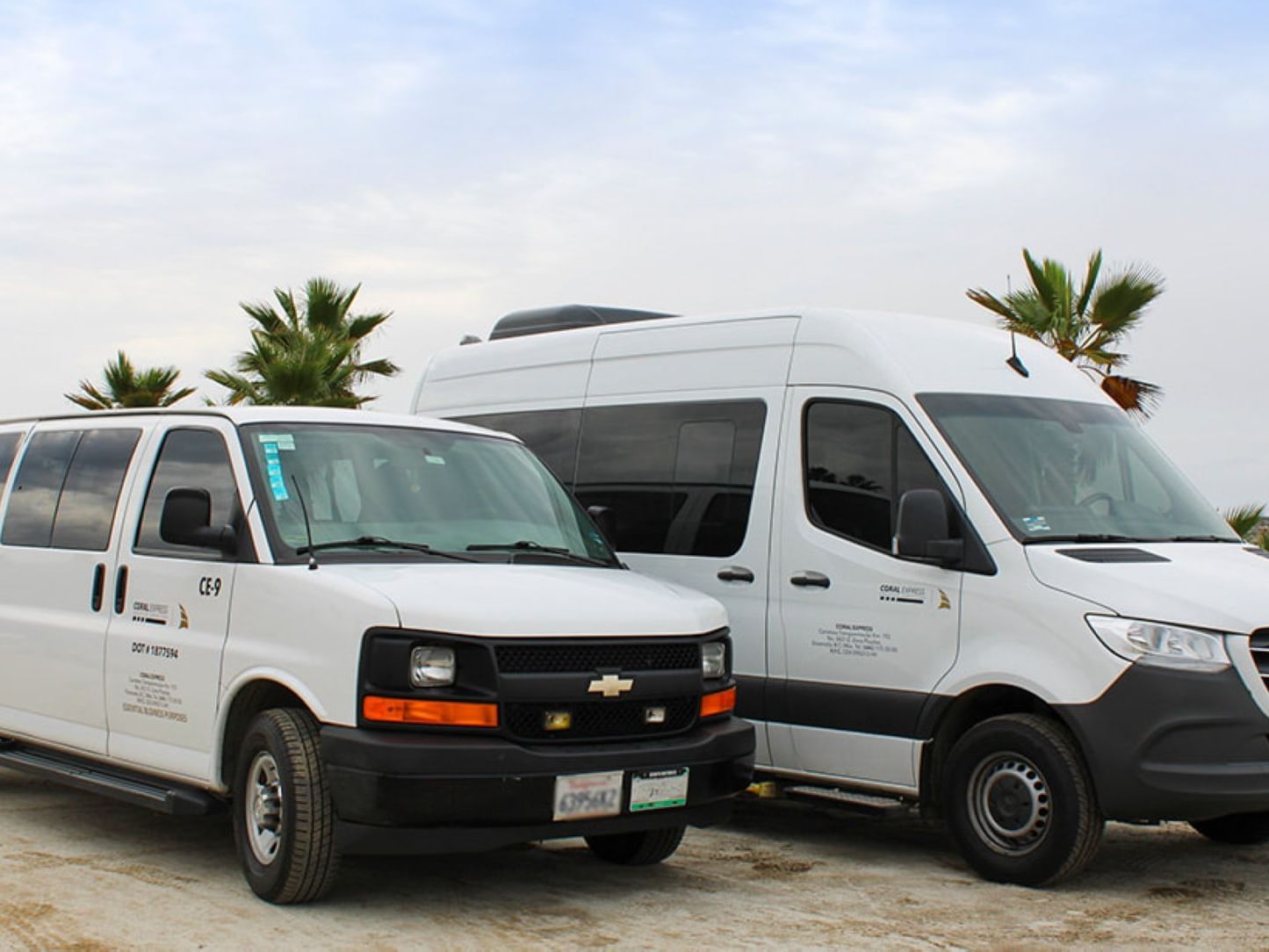 2 vehicles used for shuttle services at Hotel Coral y Marina