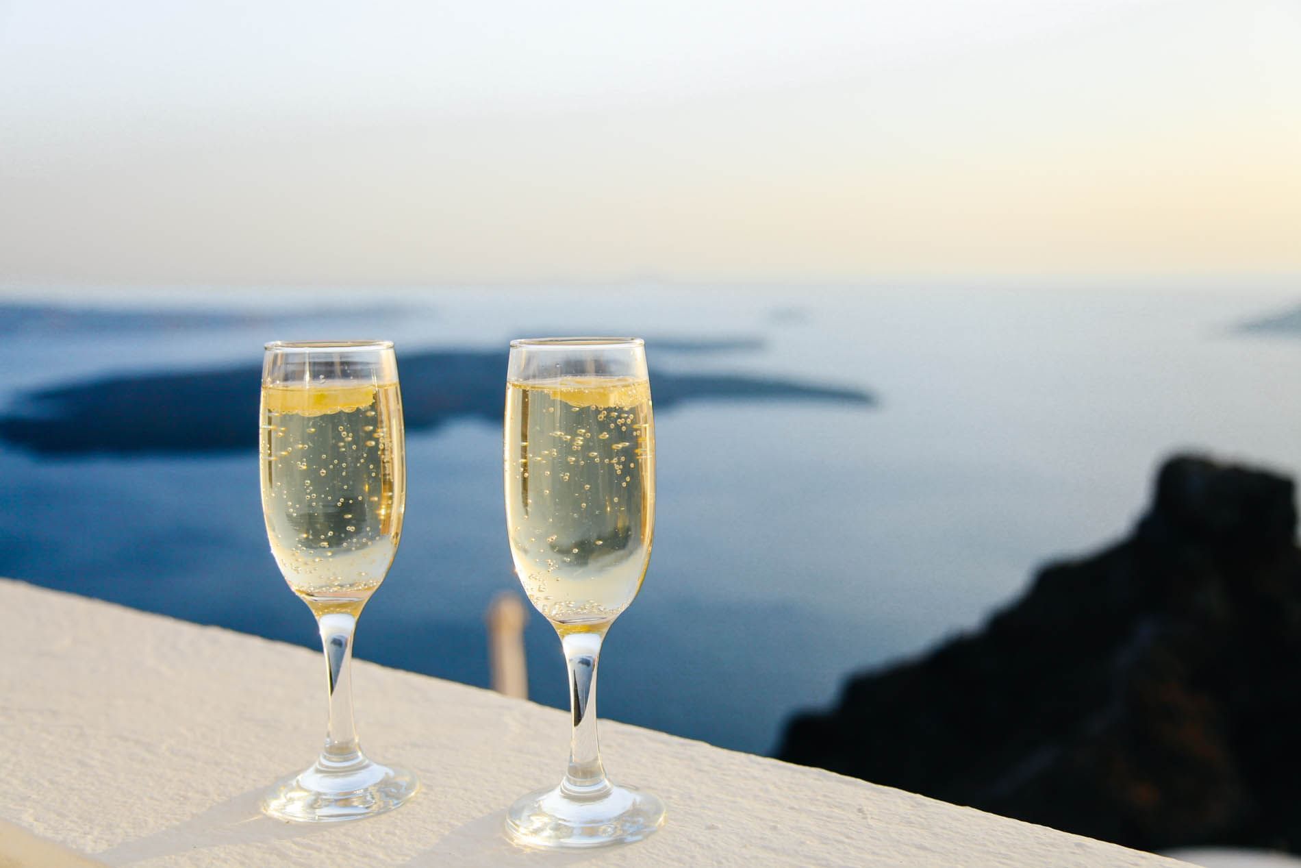 champagne with water view at the Griffon Hotel