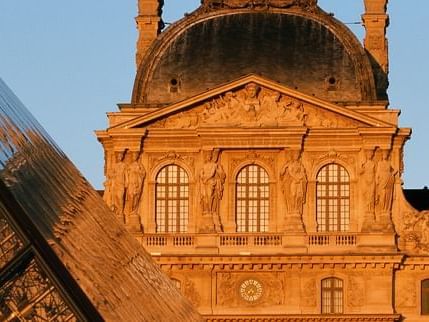 Closeup on Louvre Museum near Hilton Paris Opera Hotel