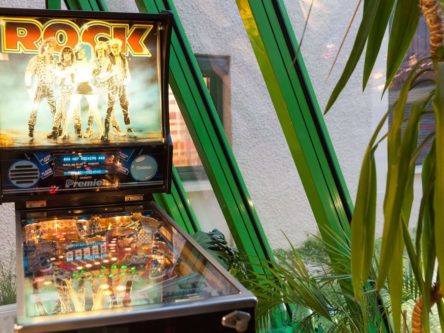 Pinball game machine at Hotel Castel Burgond