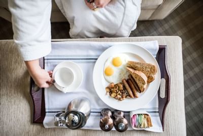 Breakfast tray for room service at Topnotch Stowe Resort