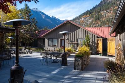 Exterior of the outdoor dining area at Sleeping Lady Mountain