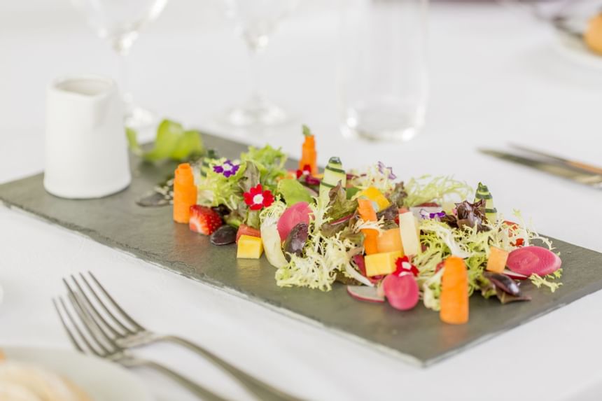Salad dish served for weddings at Delfines Hotel