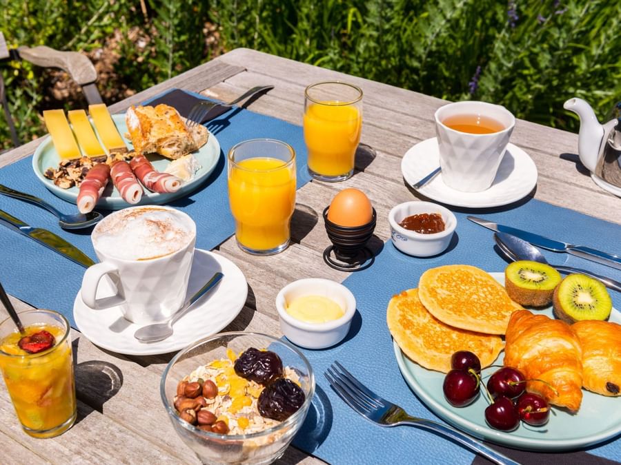 Breakfast served in Hotel Les Ormes at The Originals Hotels