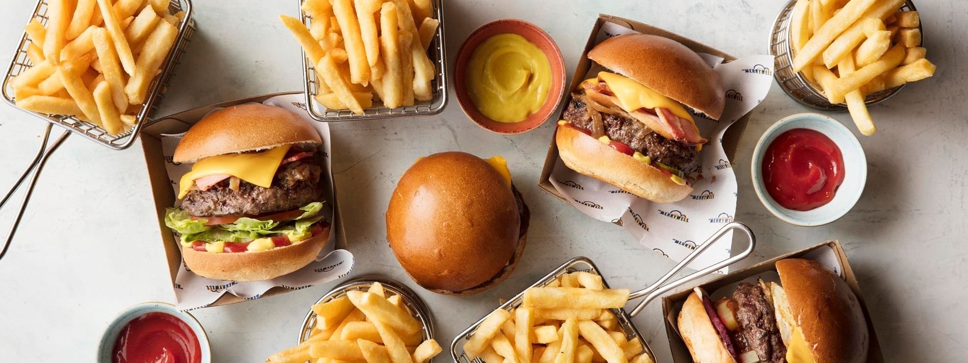 French fries & sandwiches in The Merrywell at Crown Melbourne