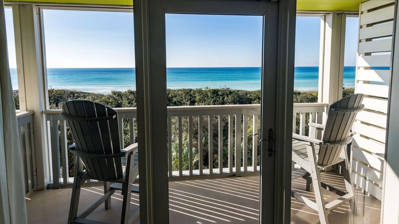 Beach view from the balcony in a guest room at WaterColor Inn