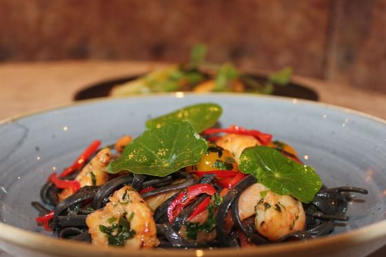 Closeup of a Seafood dish served at Richmond Hill Hotel