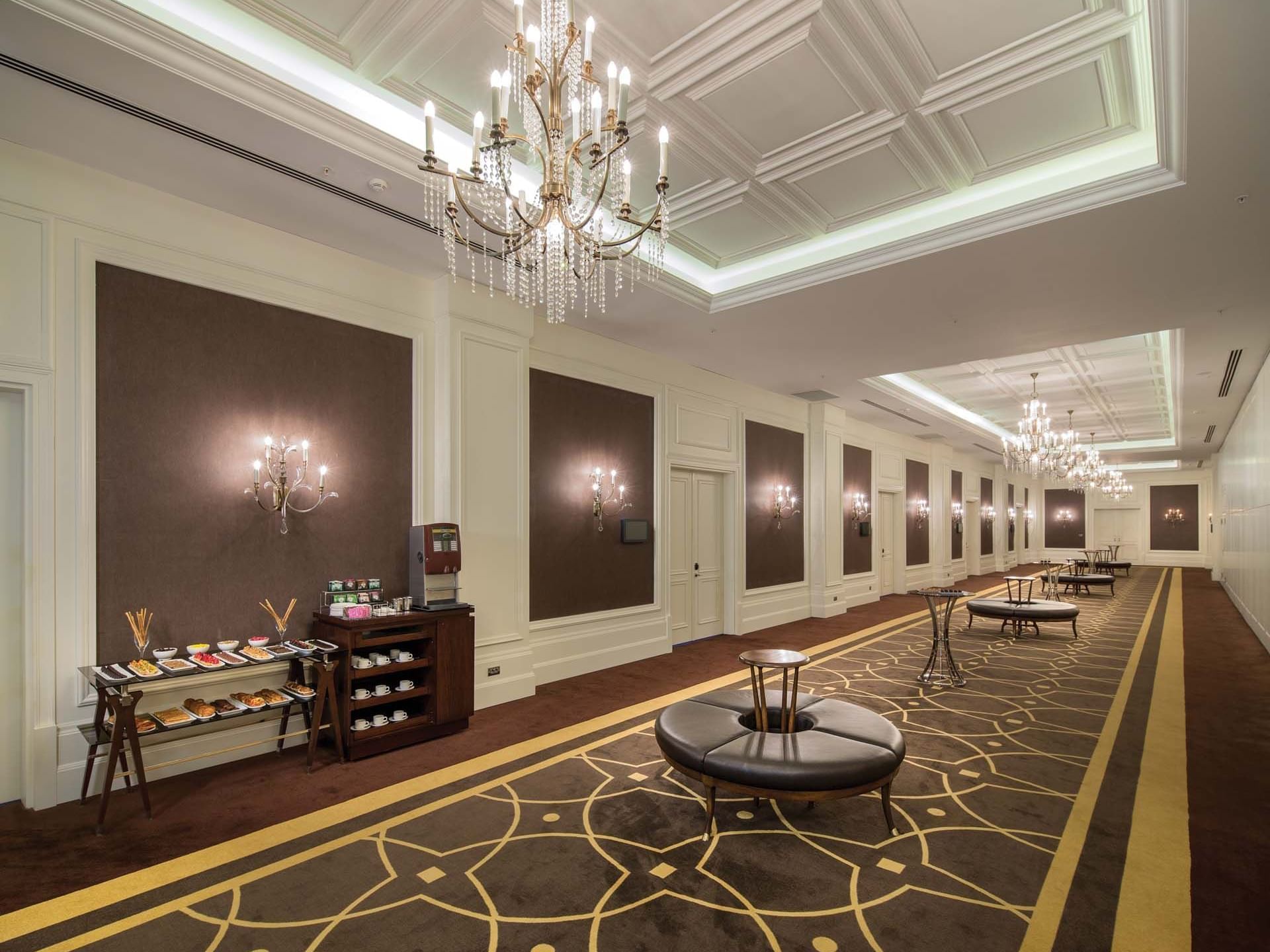 Foods served beside the hallway of Akdeniz Meeting Room with Foyer at Titanic Deluxe Golf Belek