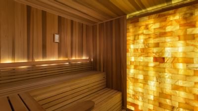 Interior of a wooden sauna at The Morgan Resort Spa Village
