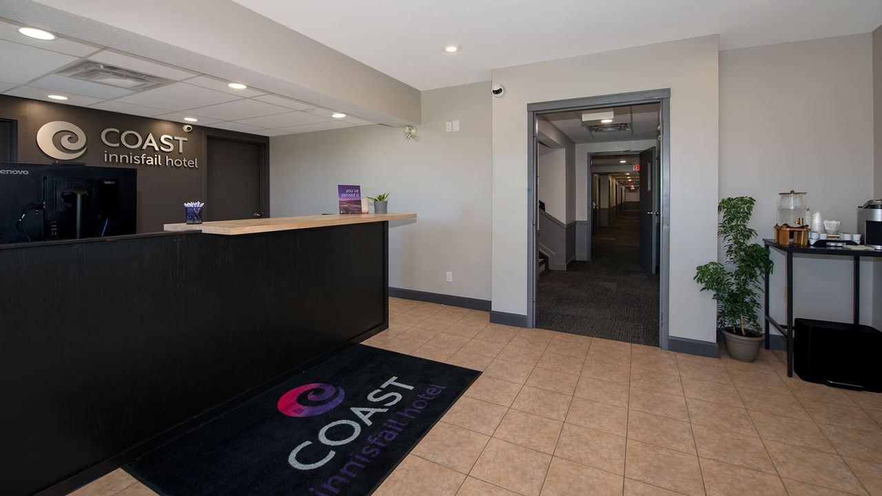 Lobby and front desk at Coast Red Deer Hotel