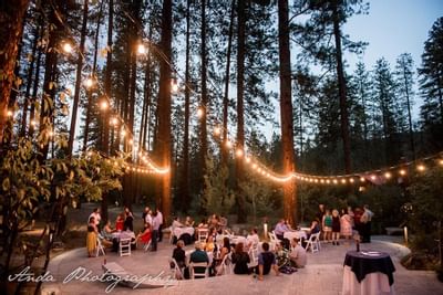 Outdoor wedding ceremony held at Sleeping Lady Mountain Resort