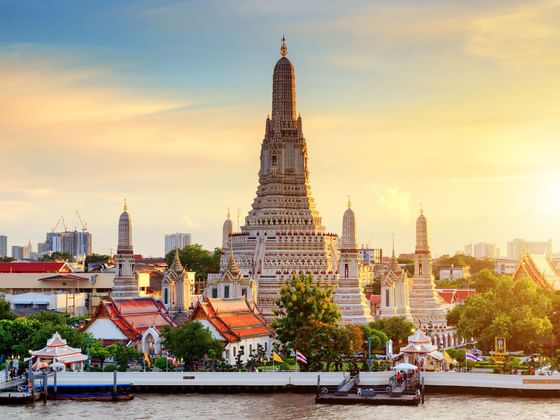 Aerial view of Wat Arun Temple of Dawn near Hop Inn Hotel