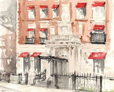 Closeup view of Eliot Hotel art background at The Eliot Hotel