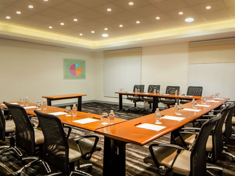 Meeting room with U shape table setup at Fiesta Inn Hotels